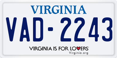 VA license plate VAD2243