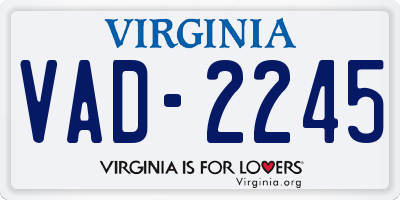 VA license plate VAD2245