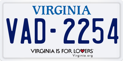 VA license plate VAD2254