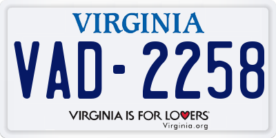 VA license plate VAD2258