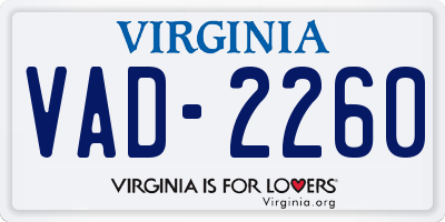 VA license plate VAD2260