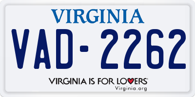 VA license plate VAD2262