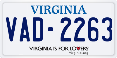 VA license plate VAD2263