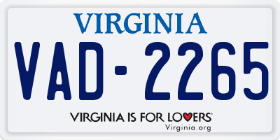 VA license plate VAD2265