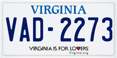 VA license plate VAD2273