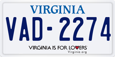 VA license plate VAD2274