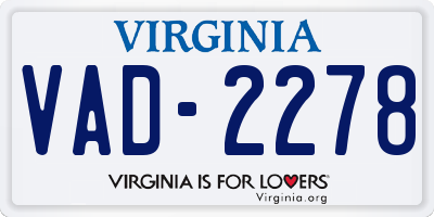 VA license plate VAD2278