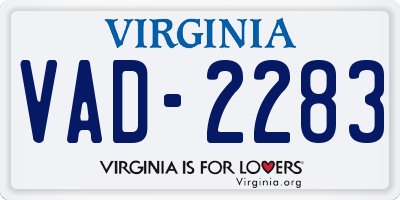 VA license plate VAD2283