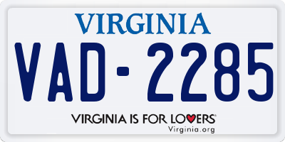 VA license plate VAD2285