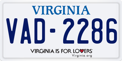 VA license plate VAD2286