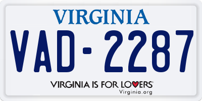 VA license plate VAD2287