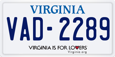 VA license plate VAD2289