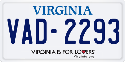 VA license plate VAD2293