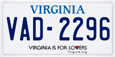 VA license plate VAD2296