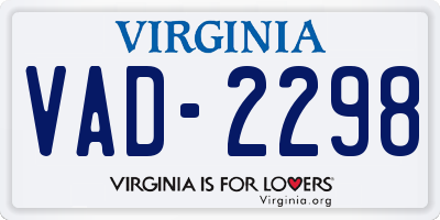 VA license plate VAD2298