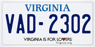 VA license plate VAD2302