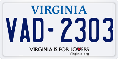 VA license plate VAD2303