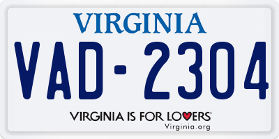 VA license plate VAD2304