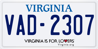 VA license plate VAD2307