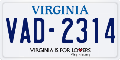 VA license plate VAD2314