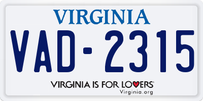 VA license plate VAD2315