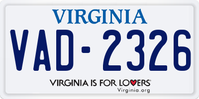 VA license plate VAD2326