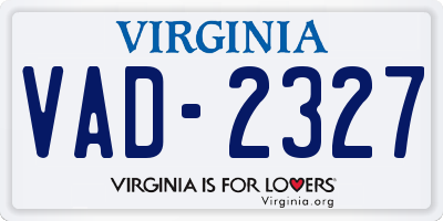 VA license plate VAD2327