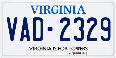 VA license plate VAD2329