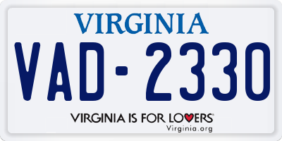 VA license plate VAD2330