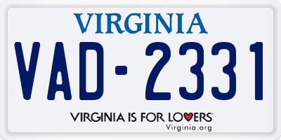 VA license plate VAD2331