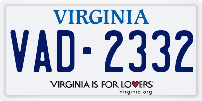 VA license plate VAD2332
