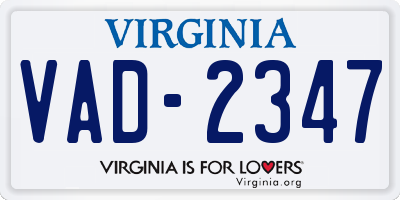 VA license plate VAD2347