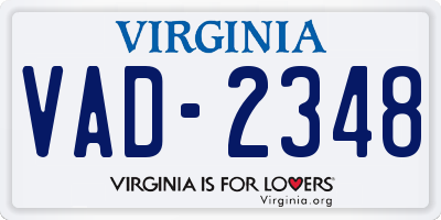 VA license plate VAD2348