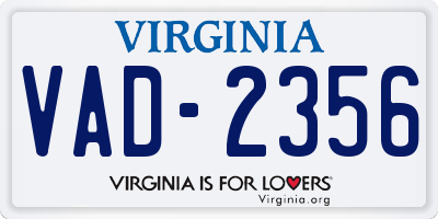 VA license plate VAD2356