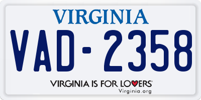 VA license plate VAD2358