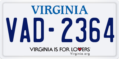 VA license plate VAD2364