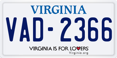 VA license plate VAD2366