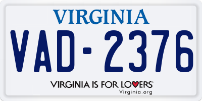 VA license plate VAD2376