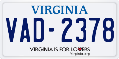 VA license plate VAD2378