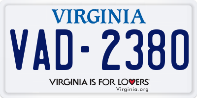 VA license plate VAD2380