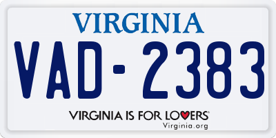 VA license plate VAD2383