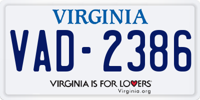 VA license plate VAD2386