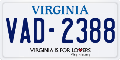 VA license plate VAD2388