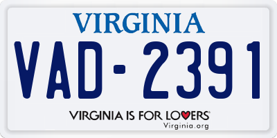 VA license plate VAD2391
