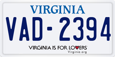 VA license plate VAD2394