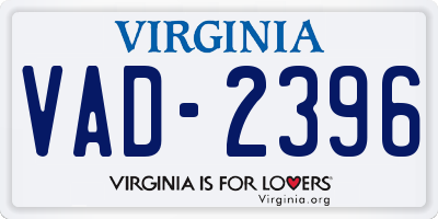 VA license plate VAD2396