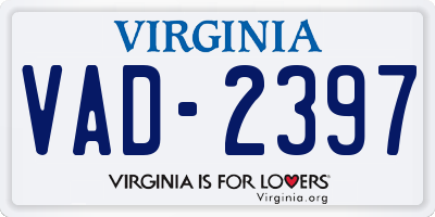 VA license plate VAD2397