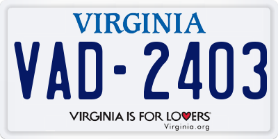 VA license plate VAD2403