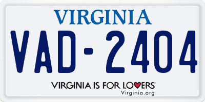 VA license plate VAD2404