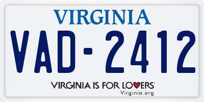 VA license plate VAD2412